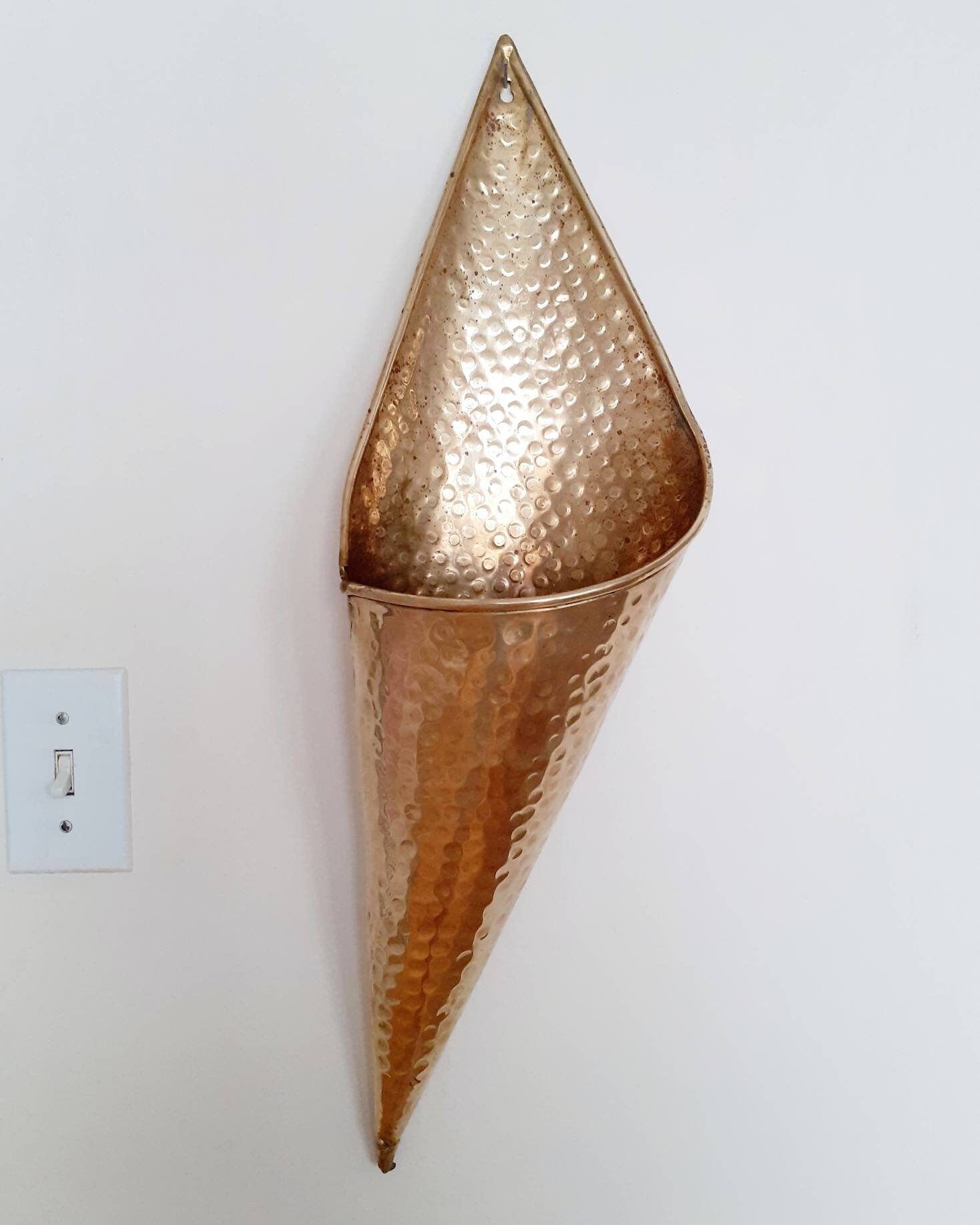 Vintage Large Tall Solid Brass Wall Vase Planter Giant Etsy Canada