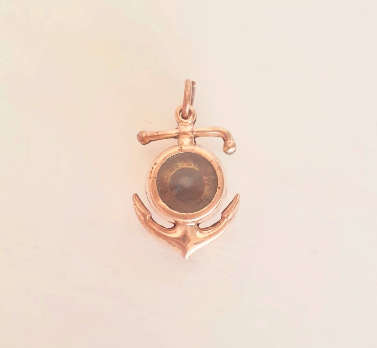 Vintage Unique Anchor Compass Gold Filled Pendant Charm Etsy