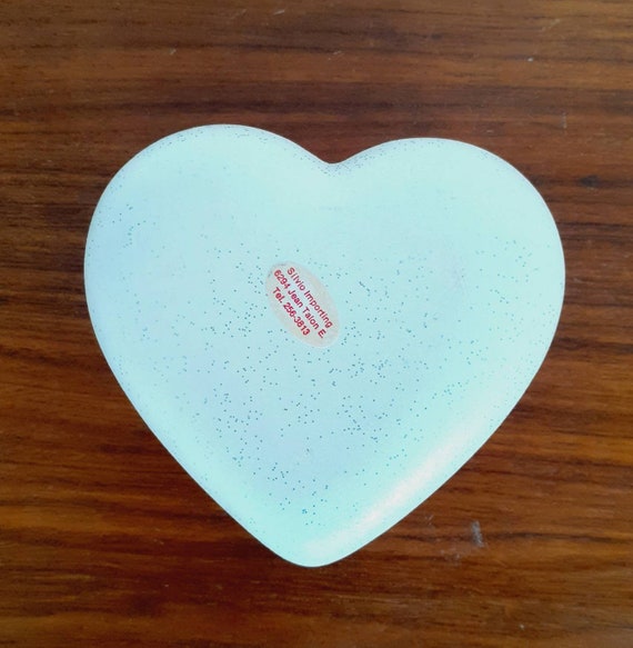 Vintage Berger Ceramic Heart Shaped Lidded Dish T… - image 6