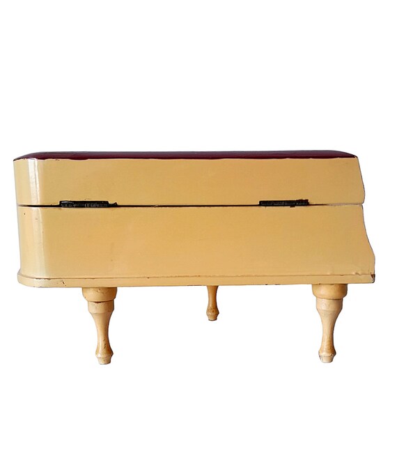 Vintage Lacquered Wood Piano Jewelry Box Flower D… - image 6