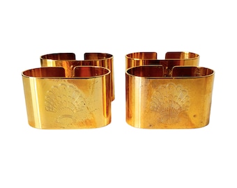 Vintage Brass Plate Napkin Rings Set of 4