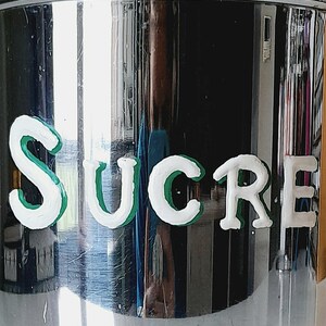 Sucre Lettering Vintage Chrome and Cream Paint Sucre Sugar Canister - Etsy