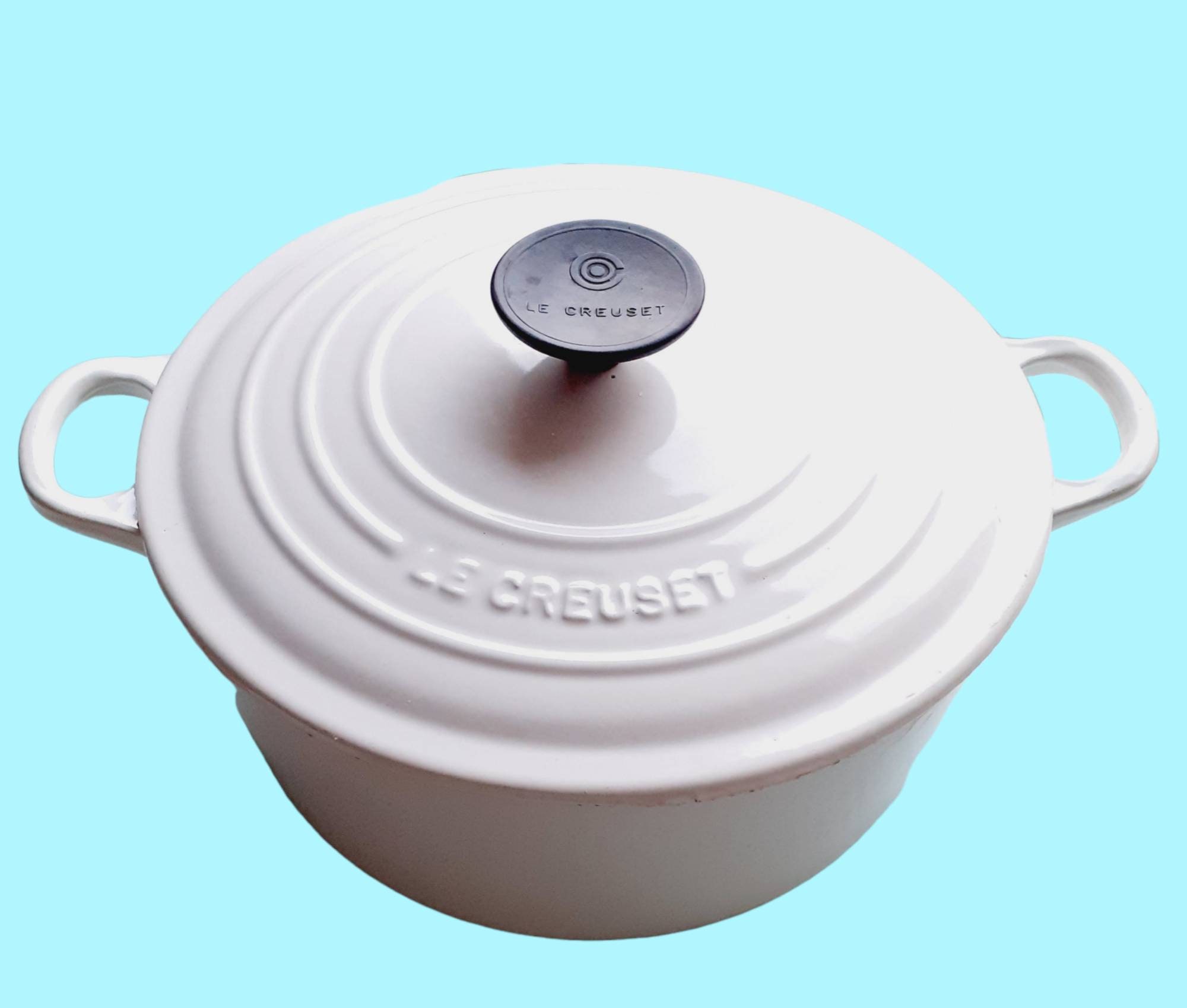 Le Creuset WHITE Mini #14 Cast Iron Cocotte Dutch Oven Made in France ~~NO  LID~~