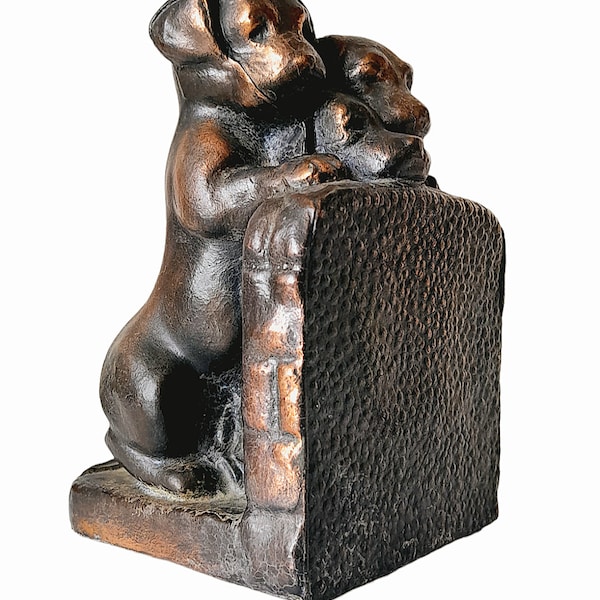 Antique Resin Dog Head Bookends - Bronze Decorative Set Of 2 For Bookshelves & Home Decor - View #13