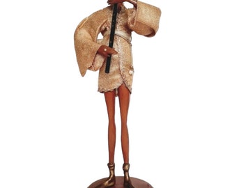 Mid Century MCM Vintage Tall Pixie Playing Flute Figurine