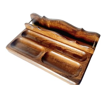 Mid Century Vintage Wood Desk Organizer Mens Dresser Valet