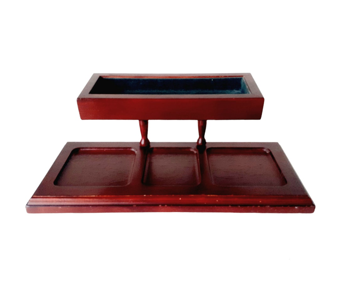 Vintage Red Wood Desk Organizer Mens Dresser Valet Etsy