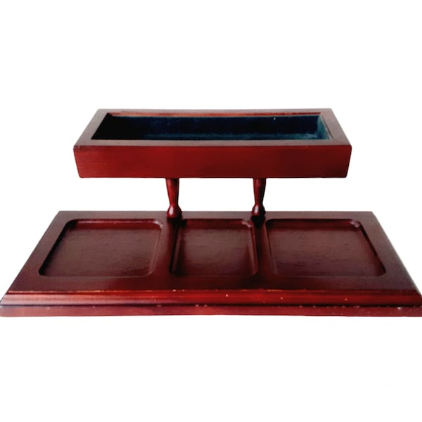 Vintage Red Wood Desk Organizer Mens Dresser Valet