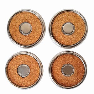 Vintage Silver Plate and Cork Coasters Set of 4