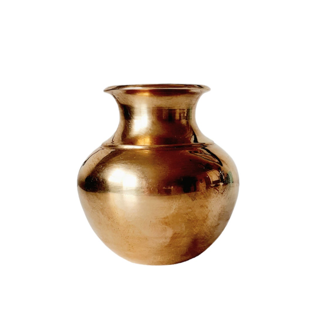 Vintage Solid Brass Metal Vase Planter Etsy