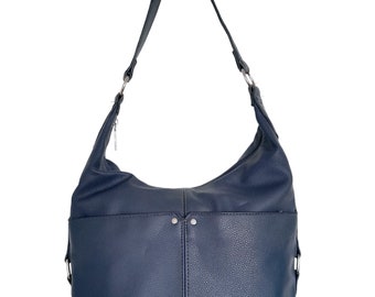 Modern Roots 73 Navy Blue Leather Hobo Style Y2K Shoulder Bag Purse
