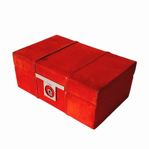 Vintage Red Suede Jewelry Box: Italian Leather MCM Travel Case