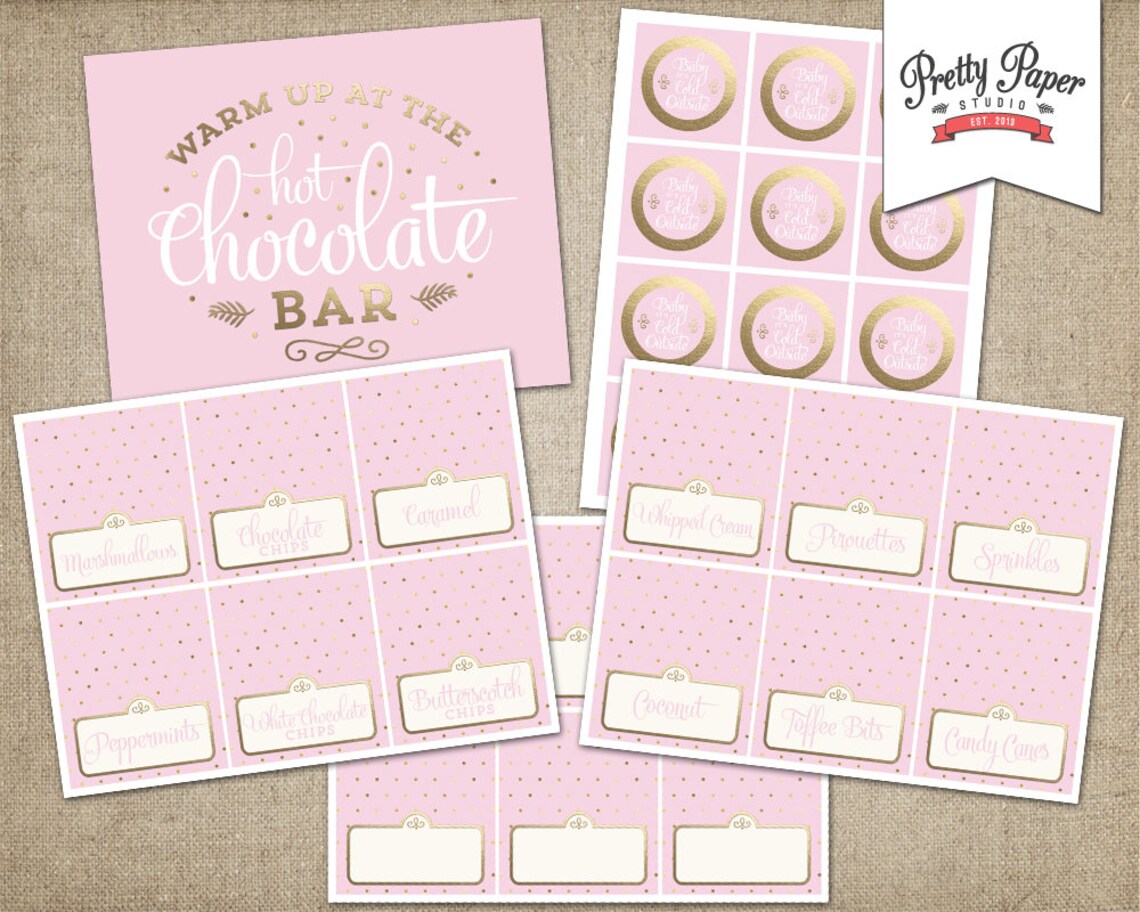 Hot Chocolate Bar Printable Kit // INSTANT DOWNLOAD // Pink - Etsy