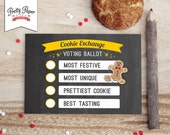 Holiday Cookie Exchange Voting Ballots // INSTANT DOWNLOAD // Christmas Cookie Swap // Printable CE01