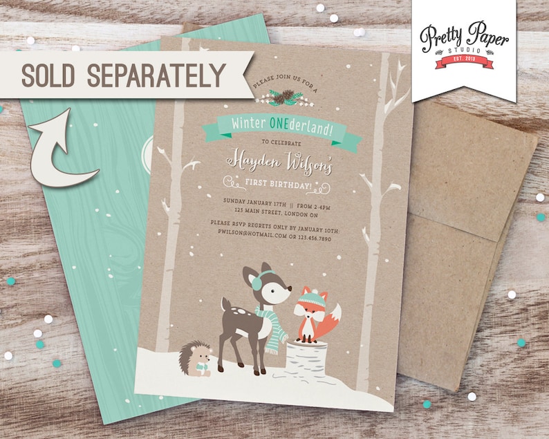 Winter Woodland Birthday Party Mega Pack // Boy or Girl // Mint Decorations // Fox // Printable Digital BP04 image 4