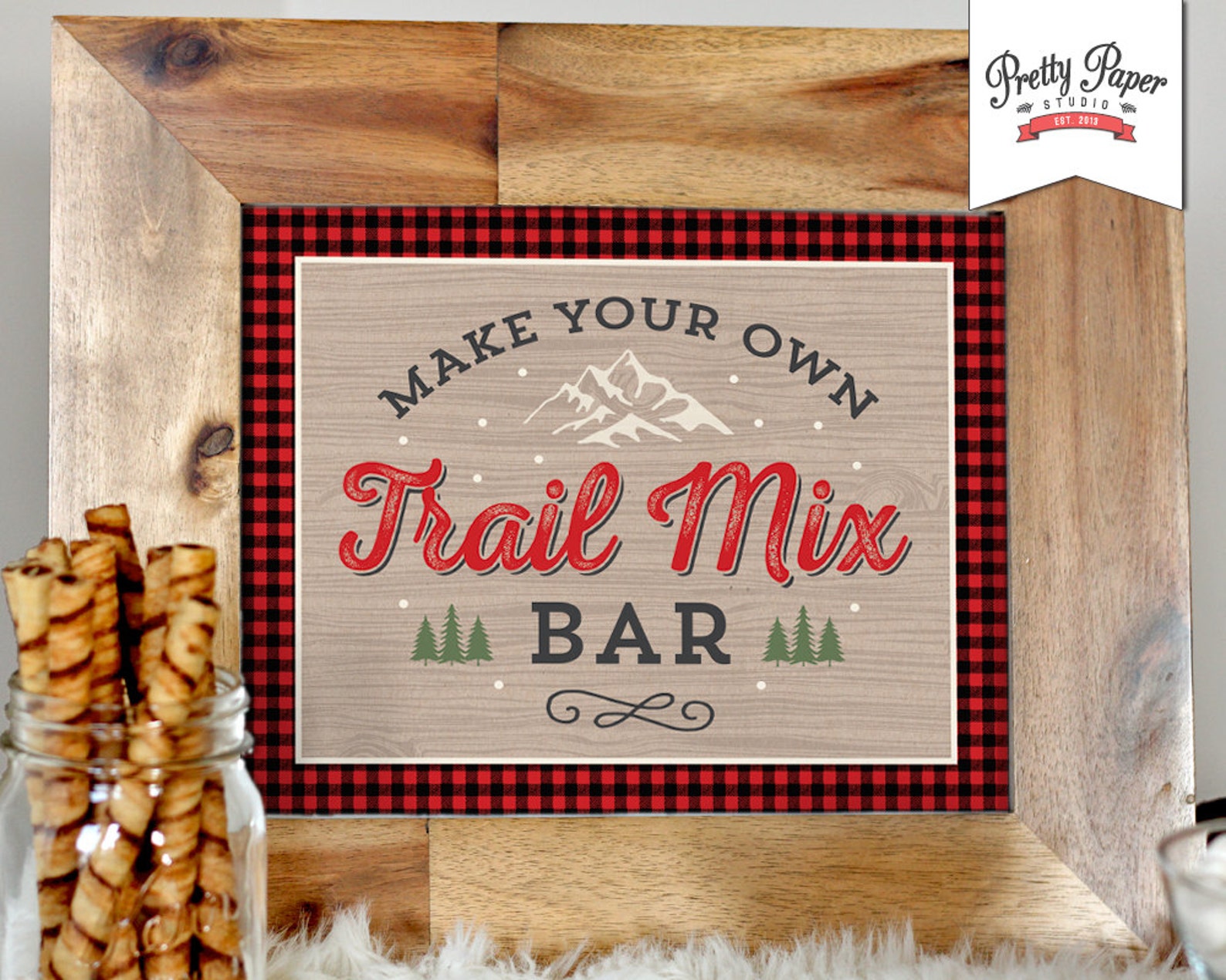 Trail Mix Bar Sign // INSTANT DOWNLOAD // Buffalo Plaid Etsy Canada