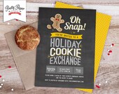 Oh Snap! Holiday Cookie Exchange Invitation // Cookie Swap Invite // Cookie Decorating // Chalkboard // Christmas Printable // CE01