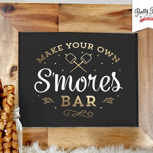 S'mores Bar Sign // INSTANT DOWNLOAD // Black and Gold // Printable, Digital File image 1