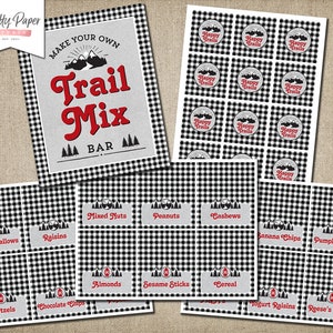 Trail Mix Bar Printable Kit Adventure Awaits // INSTANT DOWNLOAD // Buffalo Plaid Lumberjack Birthday // Camping Decor / Baby Shower / BP12 image 6