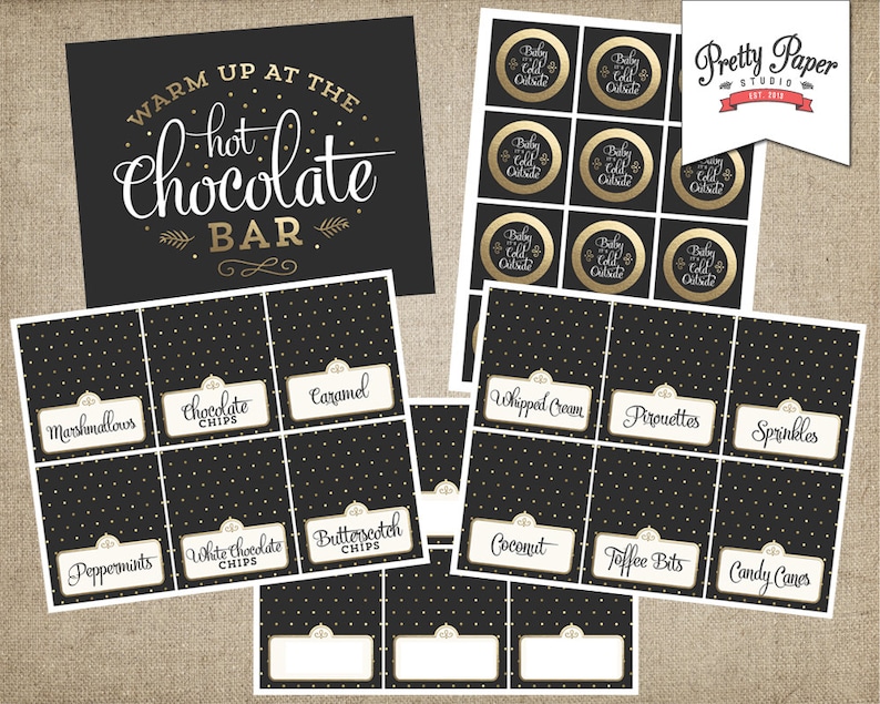 Hot Chocolate Bar Printable Kit // INSTANT DOWNLOAD // Hot Cocoa Party // Sign, Labels, Cup Tags image 5