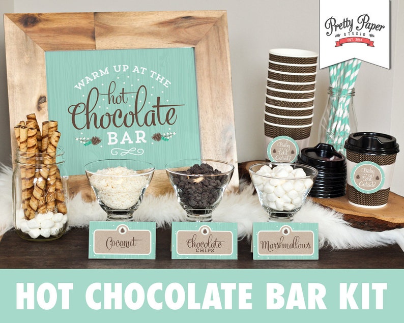 Hot Chocolate Bar Printable Kit // INSTANT DOWNLOAD // Hot Cocoa Party // Sign, Labels, Cup Tags // BS04 bp04 
