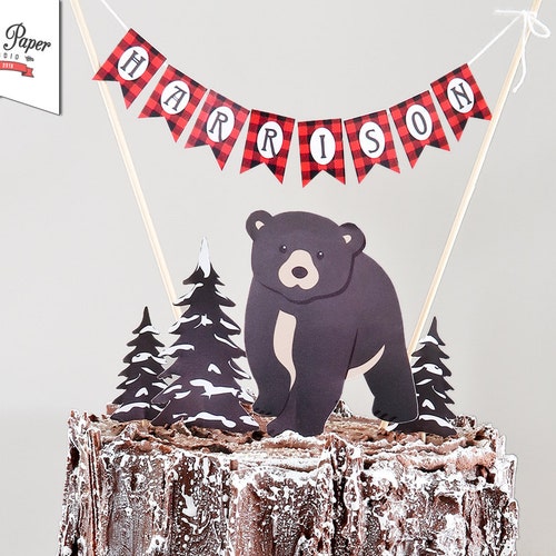 Happy Birthday Banner baby Black Bear // INSTANT DOWNLOAD // | Etsy