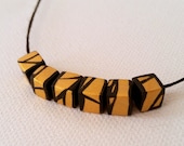 Gold Geometric Wood Bead Necklace Designed by HueWood