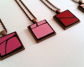 Metallic Pink Painted Wood Geometric Pendant