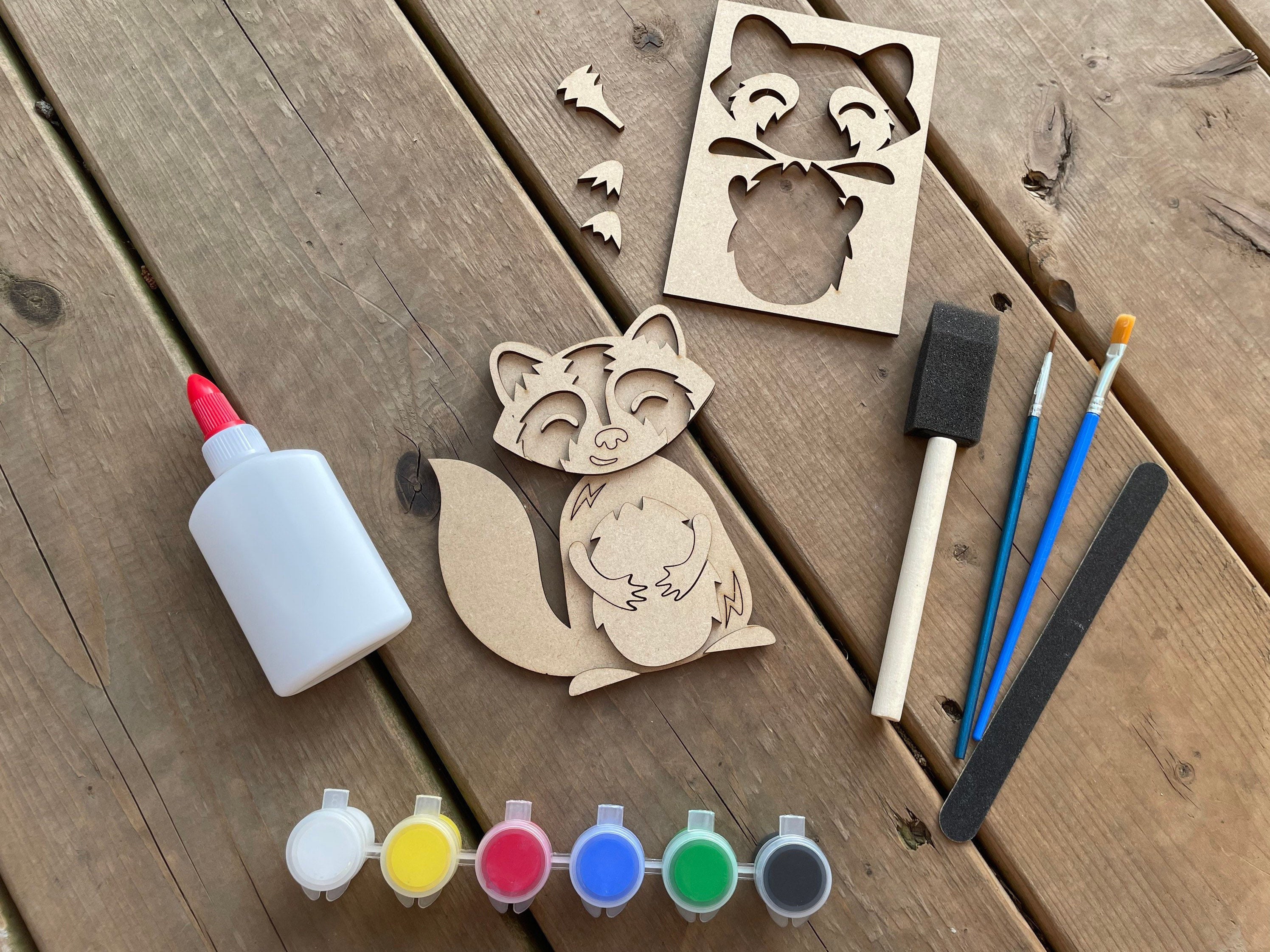 DIY Raccoon Paint Kit Wood Ready to Paint Craft Kit for Etsy