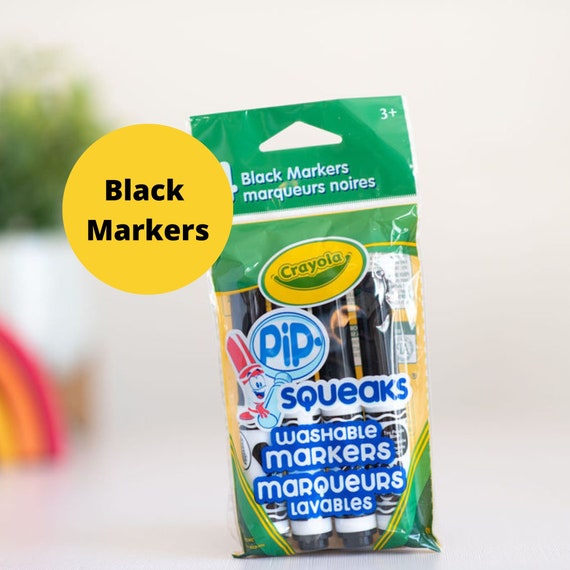 Crayola 4CT Black Pip Squeak Markers, Washable Non Toxic Markers