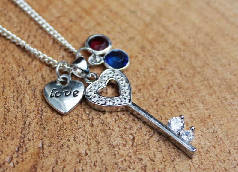 Corazón Y Llave de encanto-Sterling Silver Charms-Romance