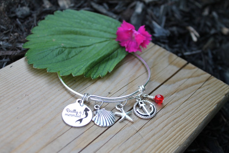 Shell Jewelry Beach Lover Sea Lover/'s Bangle Ocean Lover Starfish Jewelry Custom Jewelry Charm Bracelet Really A Mermaid Bangle