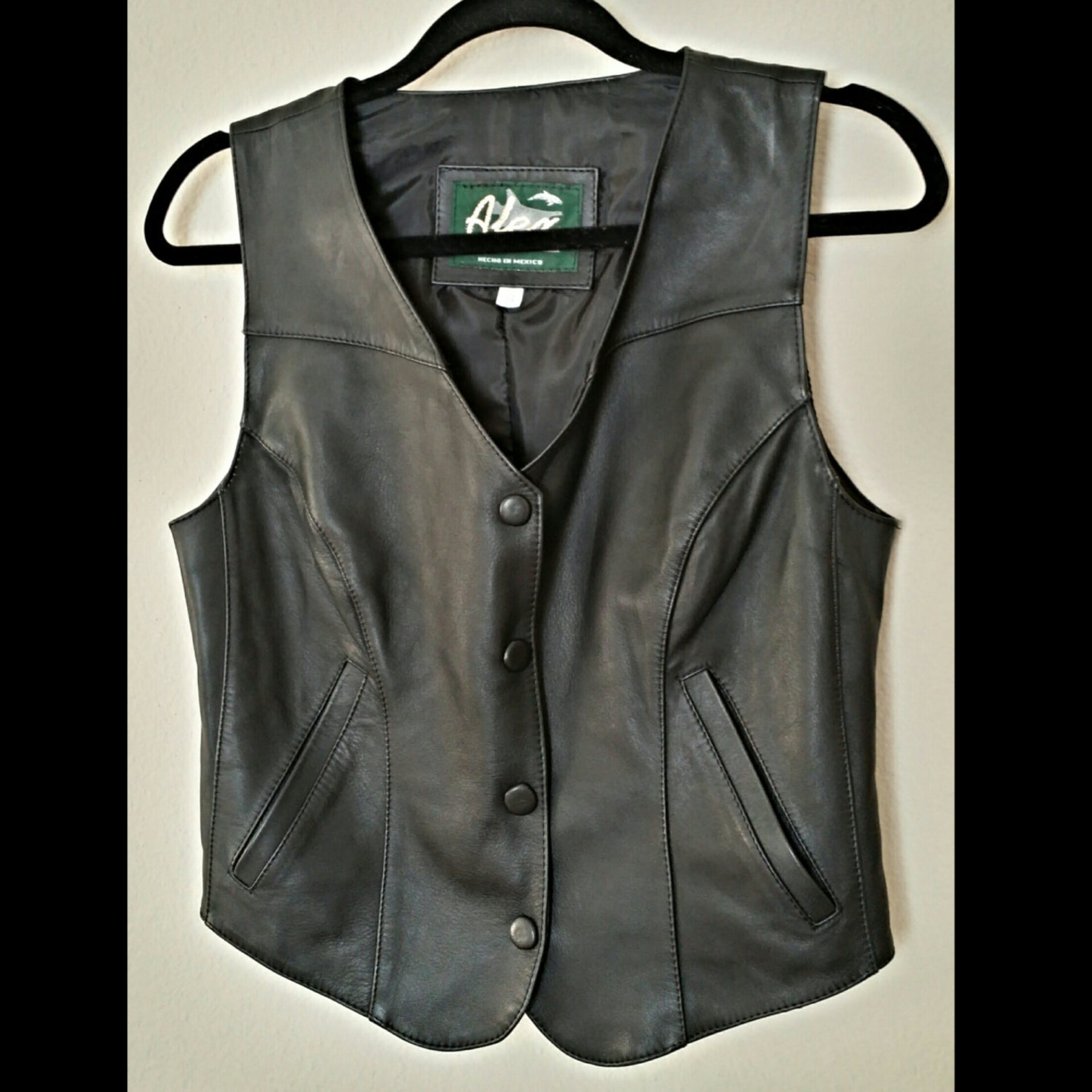 90s Genuine Black Leather Vest | Etsy