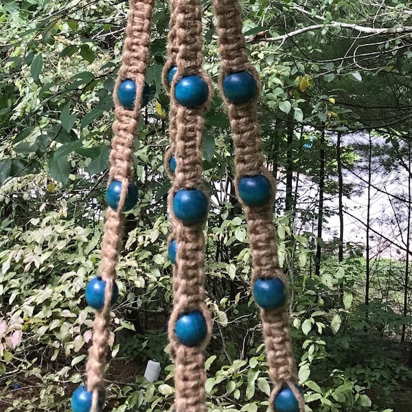 Jute Hanger with Teal Wooden Beads