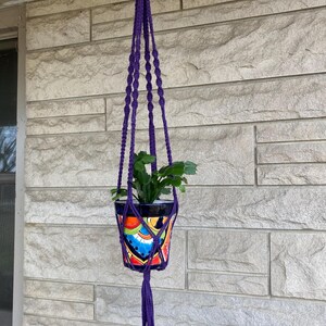 Violet Cotton Cord Hanger for small plants