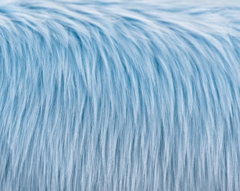 Baby Blue Luxury Shag Faux Fur Fabric