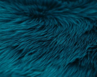 Slate Teal Luxury Shag Faux Fur Fabric