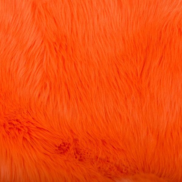 Tissu fausse fourrure à poils longs de luxe orange
