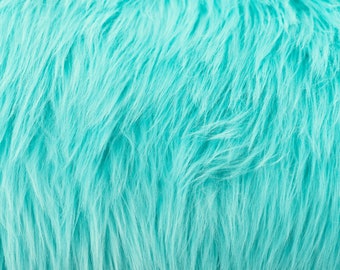 Aqua Blue Luxury Shag Faux Fur Fabric