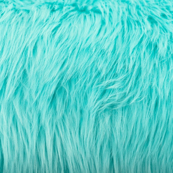 Aqua Blue Luxury Shag Faux Fur Fabric