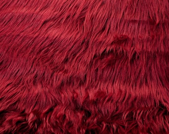 Maroon Luxury Shag Faux Fur Fabric