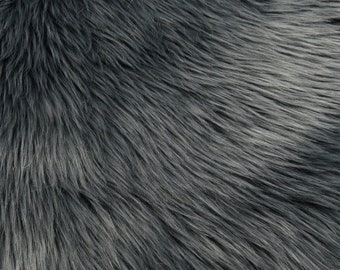 Gray Luxury Shag Faux Fur Fabric