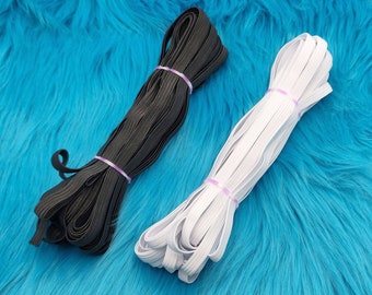1/4" 0.25" Quarter Inch 6mm Flat Braided Elastic By the Yard