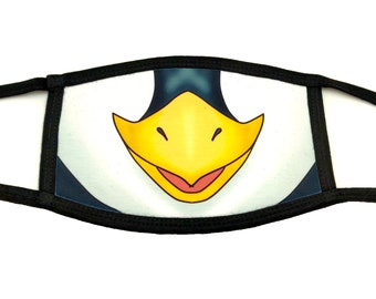 Penguin Christmas Winter Holiday Reusable Three Layer Fabric Face Mask