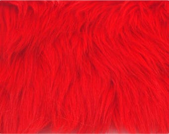 Fire Red Luxury Shag Faux Fur Fabric