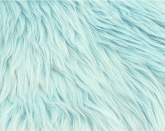 Baby Blue Luxury Shag Faux Fur Fabric
