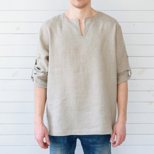 Linen shirt, Linen men&#39;s shirt, Grey linen shirt, Linen shirt men&#39;s, Linen summer shirt, Long sleeve linen shirt, Summer linen shirt