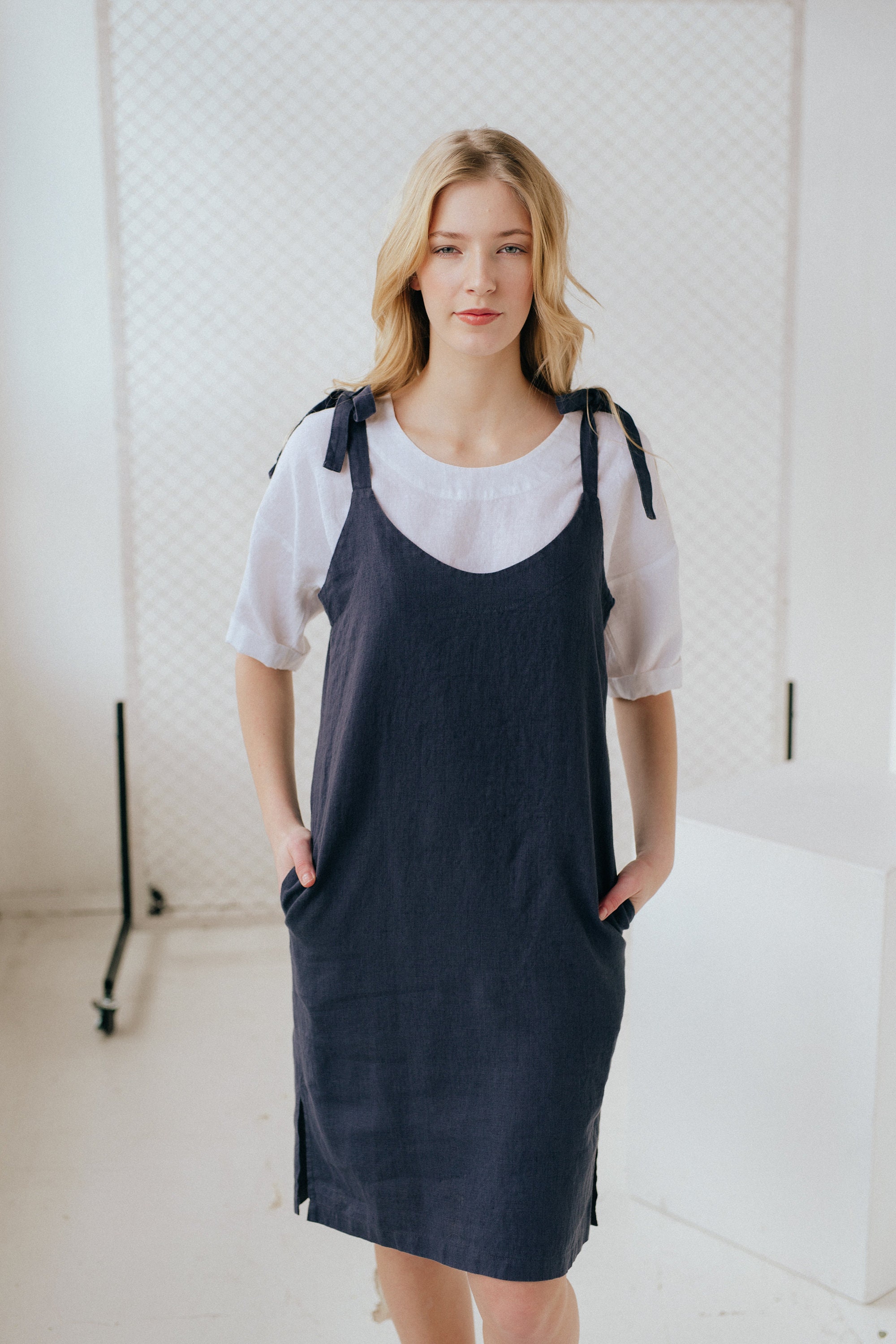Dominique Healy 100% Linen Slip Dress | 6-8