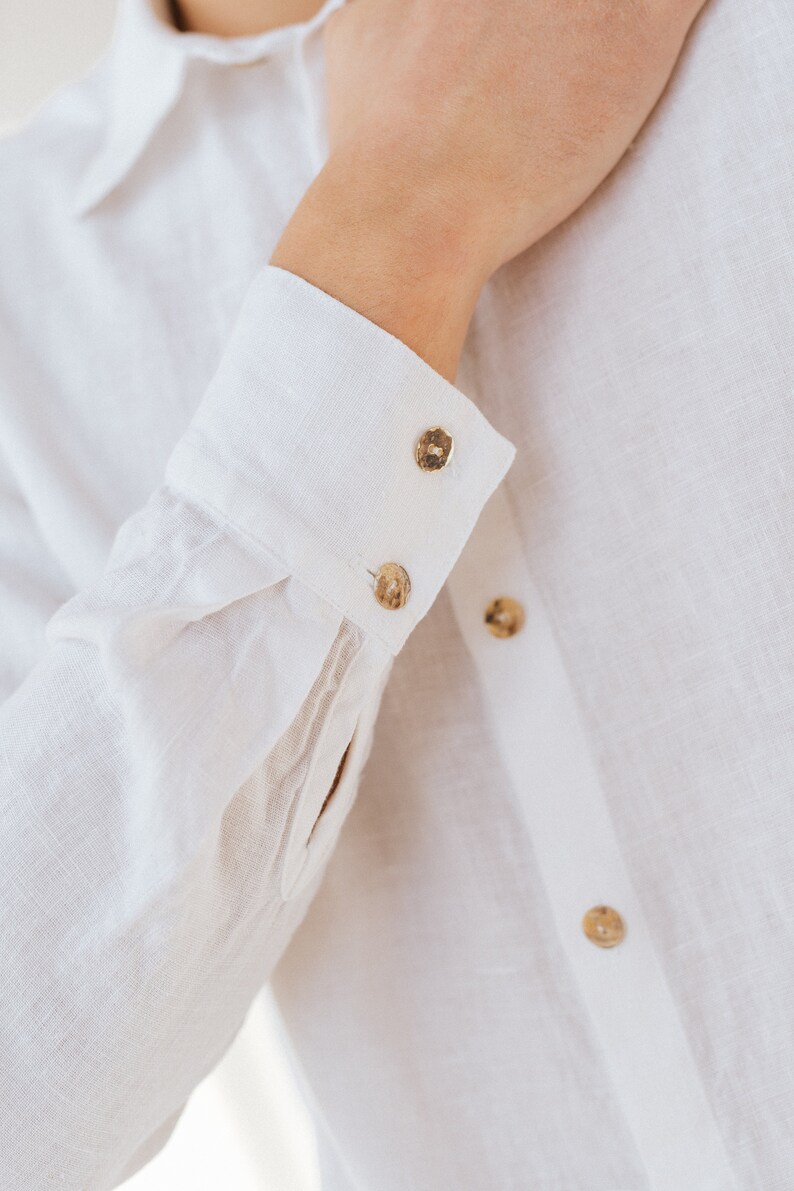 mens linen white button down