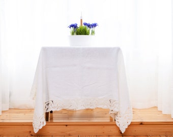 Linen tablecloth, White linen tablecloth, Linen tablecloth rectangle, Organic tablecloth, Dining linen tablecloth, White wedding tablecloth